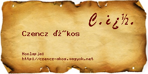 Czencz Ákos névjegykártya